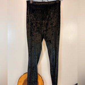 Yitty Plusshy Shaping High Waist Leggings‎ Crushed Velvet Black Women's XL